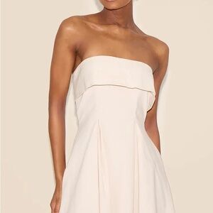 Natural Linen-Blend Bandeau Fold Over Shift Dress